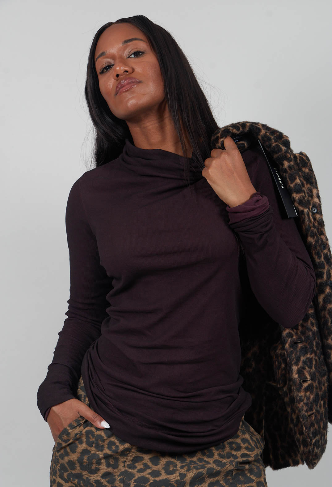 High Neck Longline Top in Purple Cloud  - 1140514