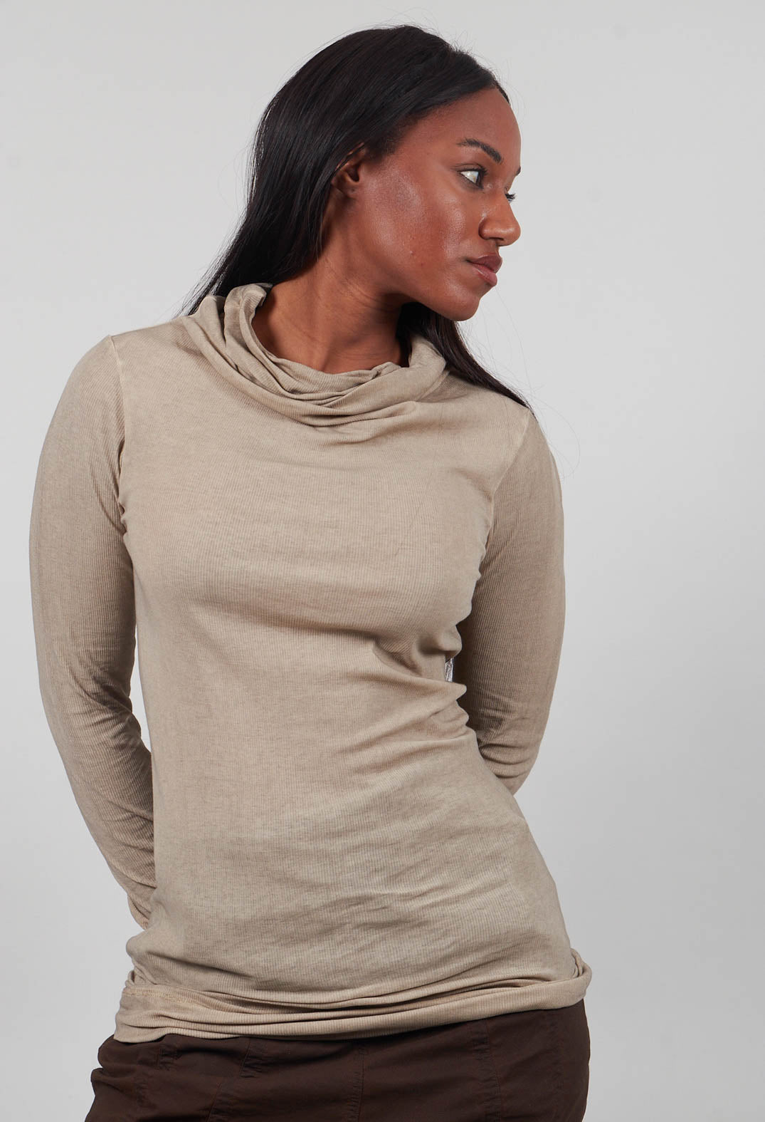 High Neck Longline Top in Ginger Cloud  - 1140514