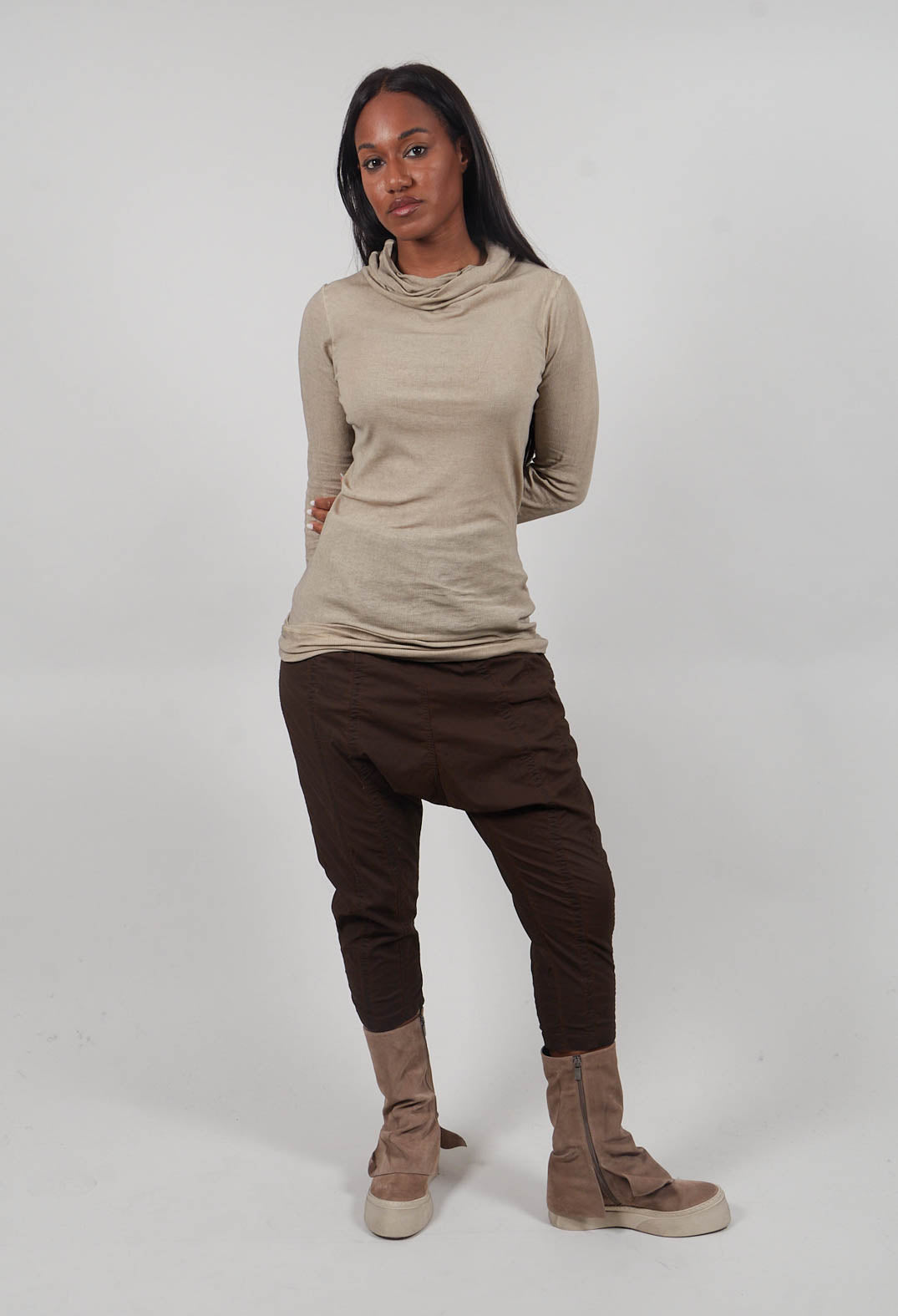 High Neck Longline Top in Ginger Cloud  - 1140514