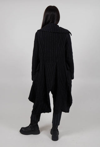 Raw Edge Coat in Black Stripe - 1151204