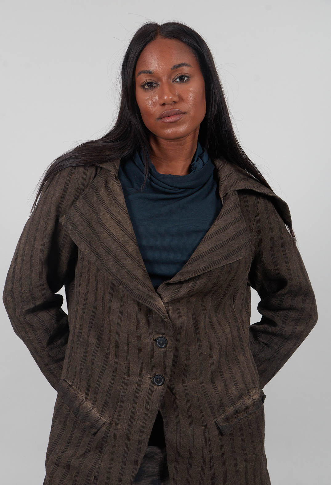 Button Up Coat in Umbra Cloud - 1171207