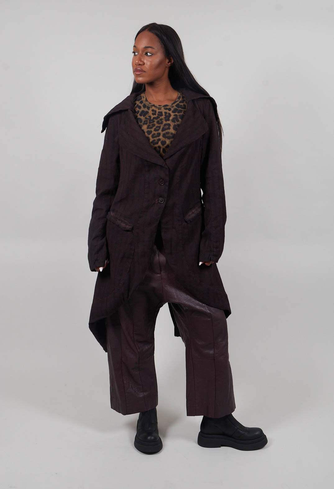 Button Up Coat in Purple Cloud  - 1171207