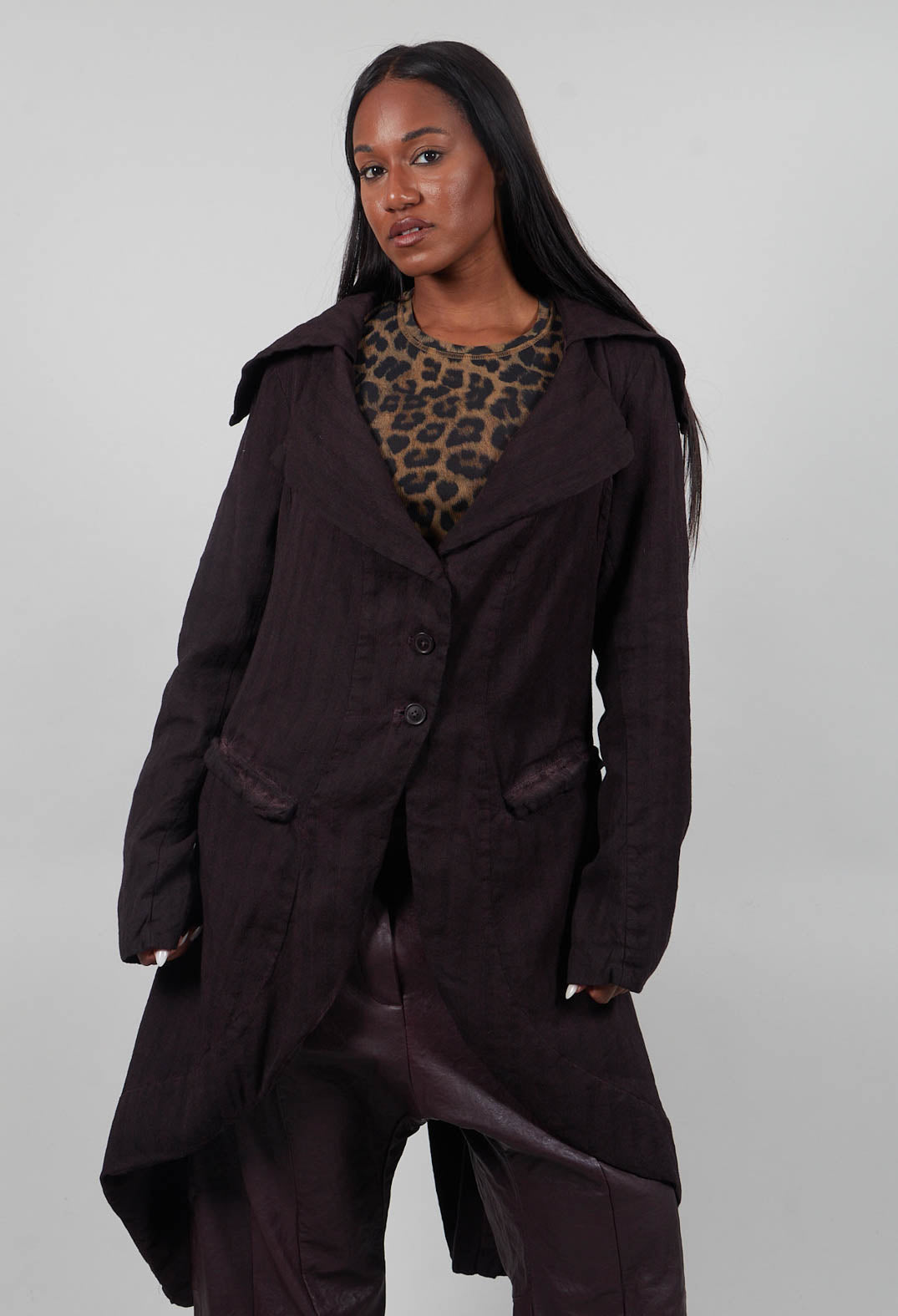 Button Up Coat in Purple Cloud  - 1171207