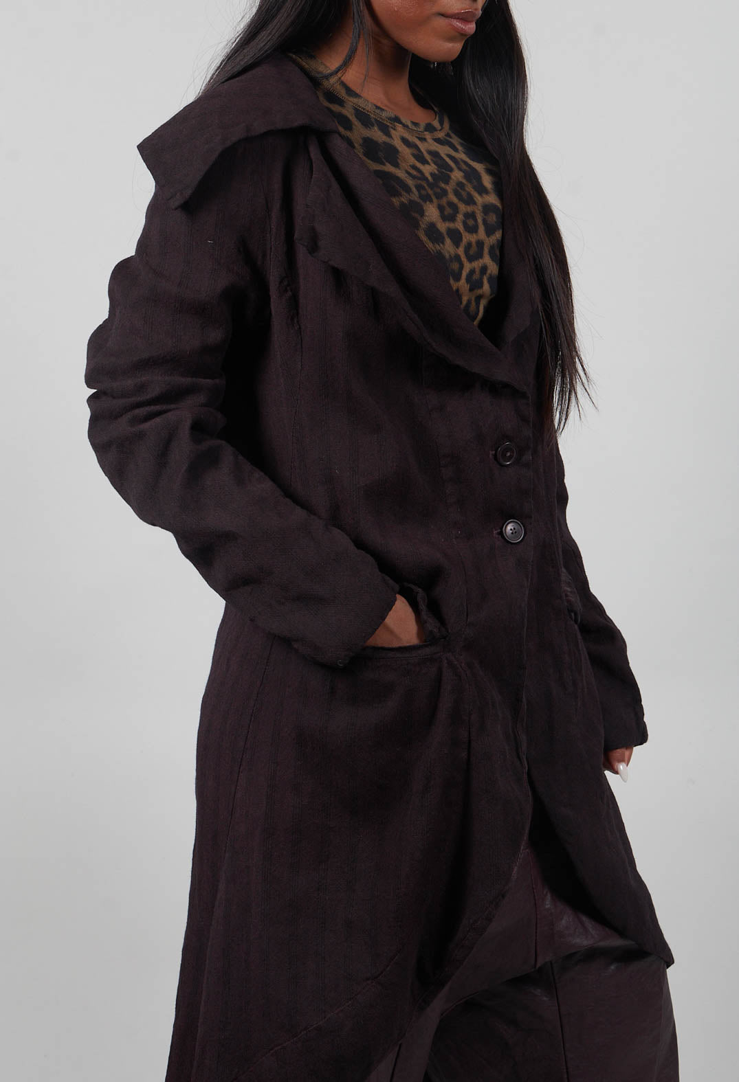 Button Up Coat in Purple Cloud  - 1171207