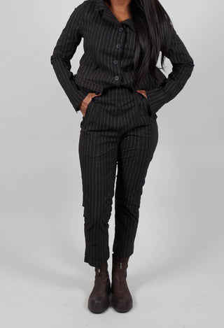 Pull on Straight Leg Trousers in Umbra Cloud Stripe  - 1240103