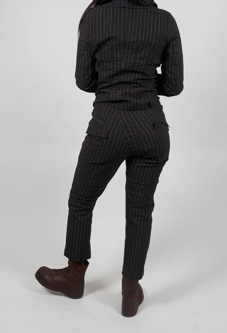 Pull on Straight Leg Trousers in Umbra Cloud Stripe  - 1240103
