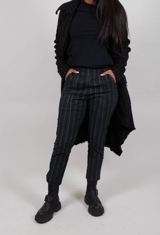 Pull on Straight Leg Trousers in Petrol Cloud Stripe  - 1240103
