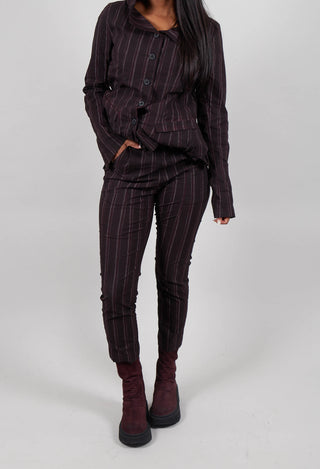 Pull on Straight Leg Trousers in Purple Cloud Stripe - 1240103