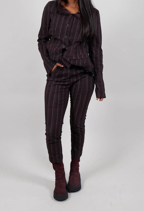 Pull on Straight Leg Trousers in Purple Cloud Stripe - 1240103