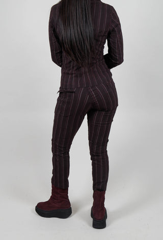 Pull on Straight Leg Trousers in Purple Cloud Stripe - 1240103