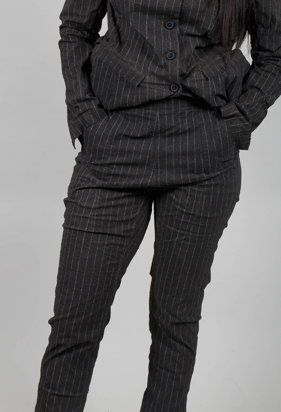 Pull on Straight Leg Trousers in Ginger Cloud Stripe  - 1240103
