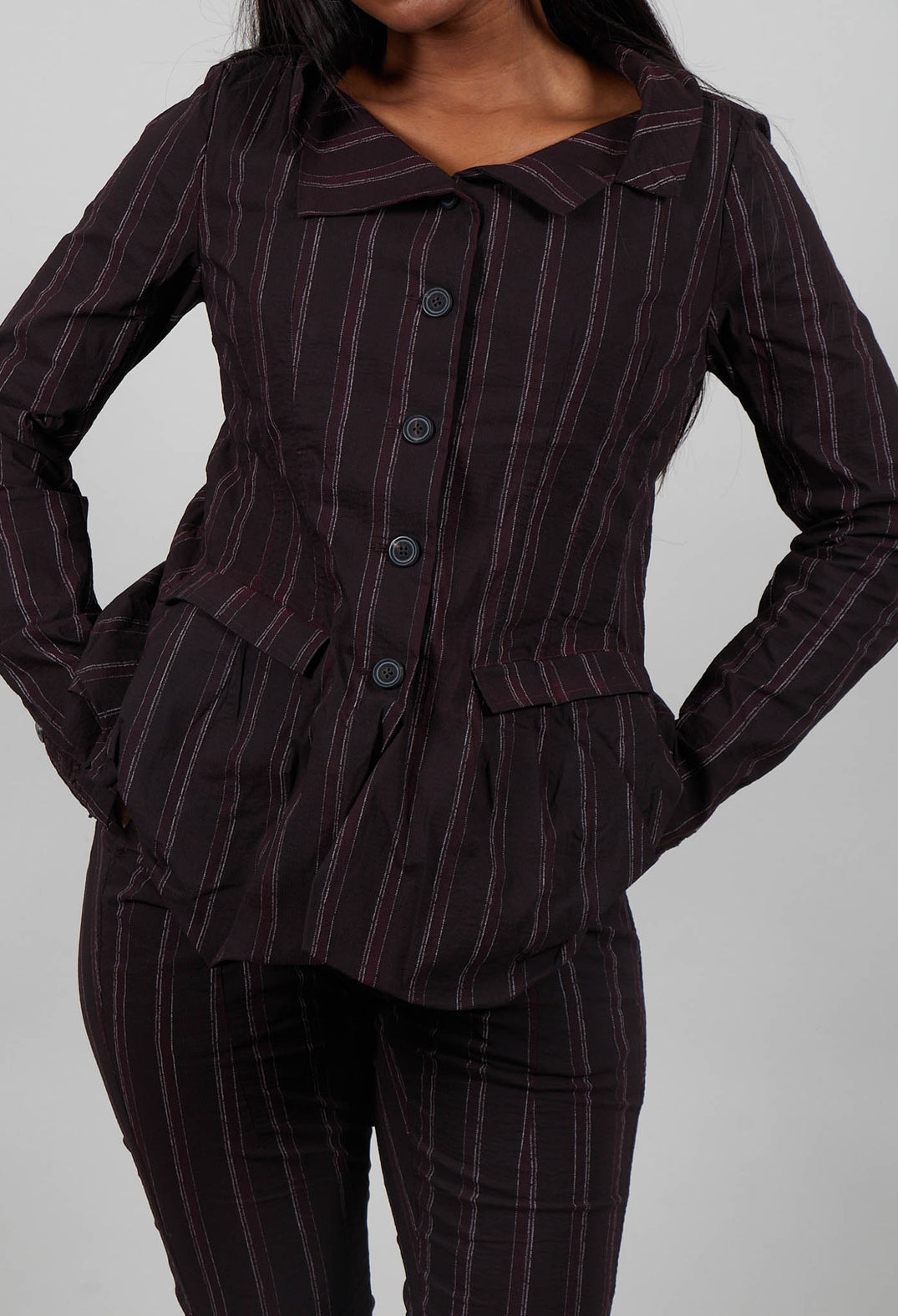 Fitted Jacket in Purple Cloud Stripe  - 1241109