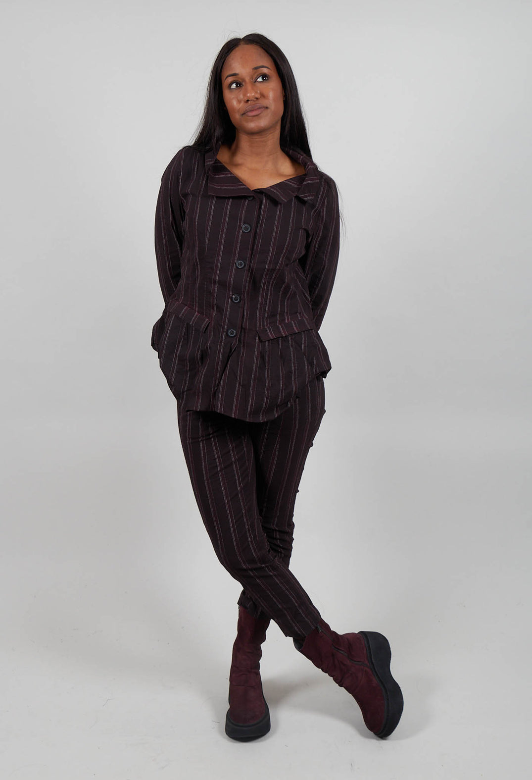 Fitted Jacket in Purple Cloud Stripe  - 1241109
