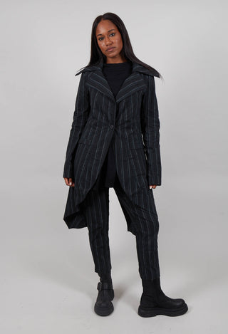 Fitted Coat in Petrol Cloud Stripe  - 1241211