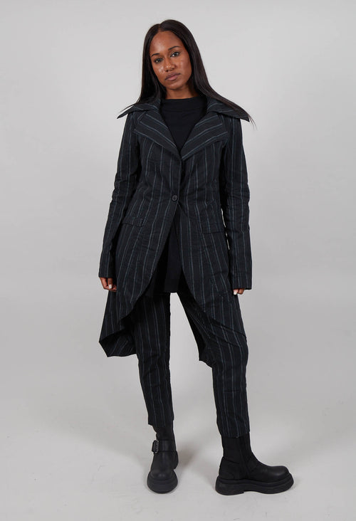 Fitted Coat in Petrol Cloud Stripe  - 1241211