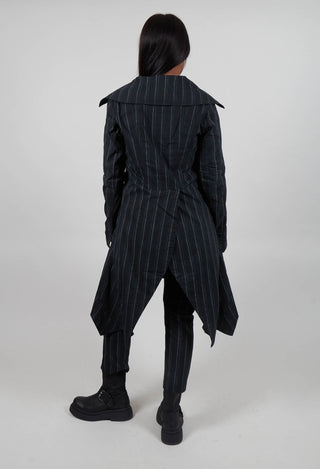 Fitted Coat in Petrol Cloud Stripe  - 1241211