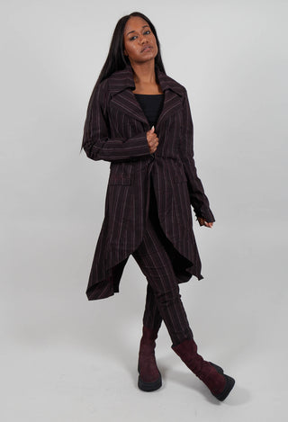 Fitted Coat in Purple Cloud Stripe  - 1241211