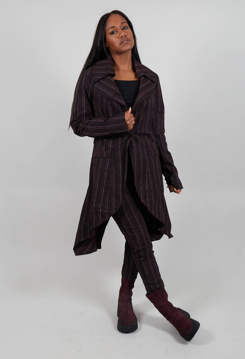 Fitted Coat in Purple Cloud Stripe  - 1241211