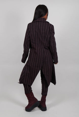 Fitted Coat in Purple Cloud Stripe  - 1241211