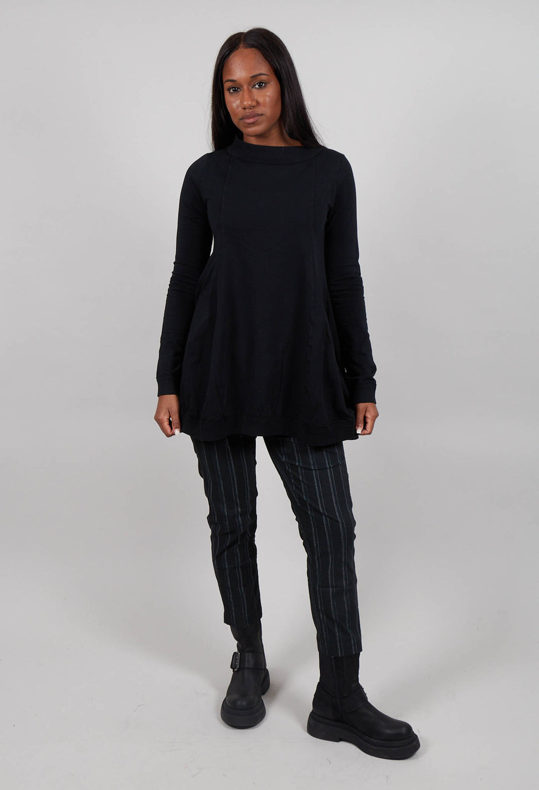Flared Hem Top in Black  - 1280502