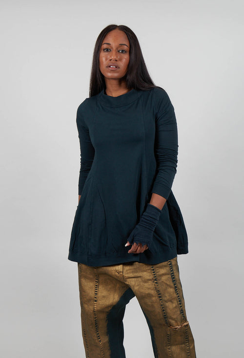 Flared Hem Top in Petrol Cloud  - 1280502