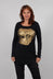 Long Sleeve Top with Motif in Black Print  - 1300501