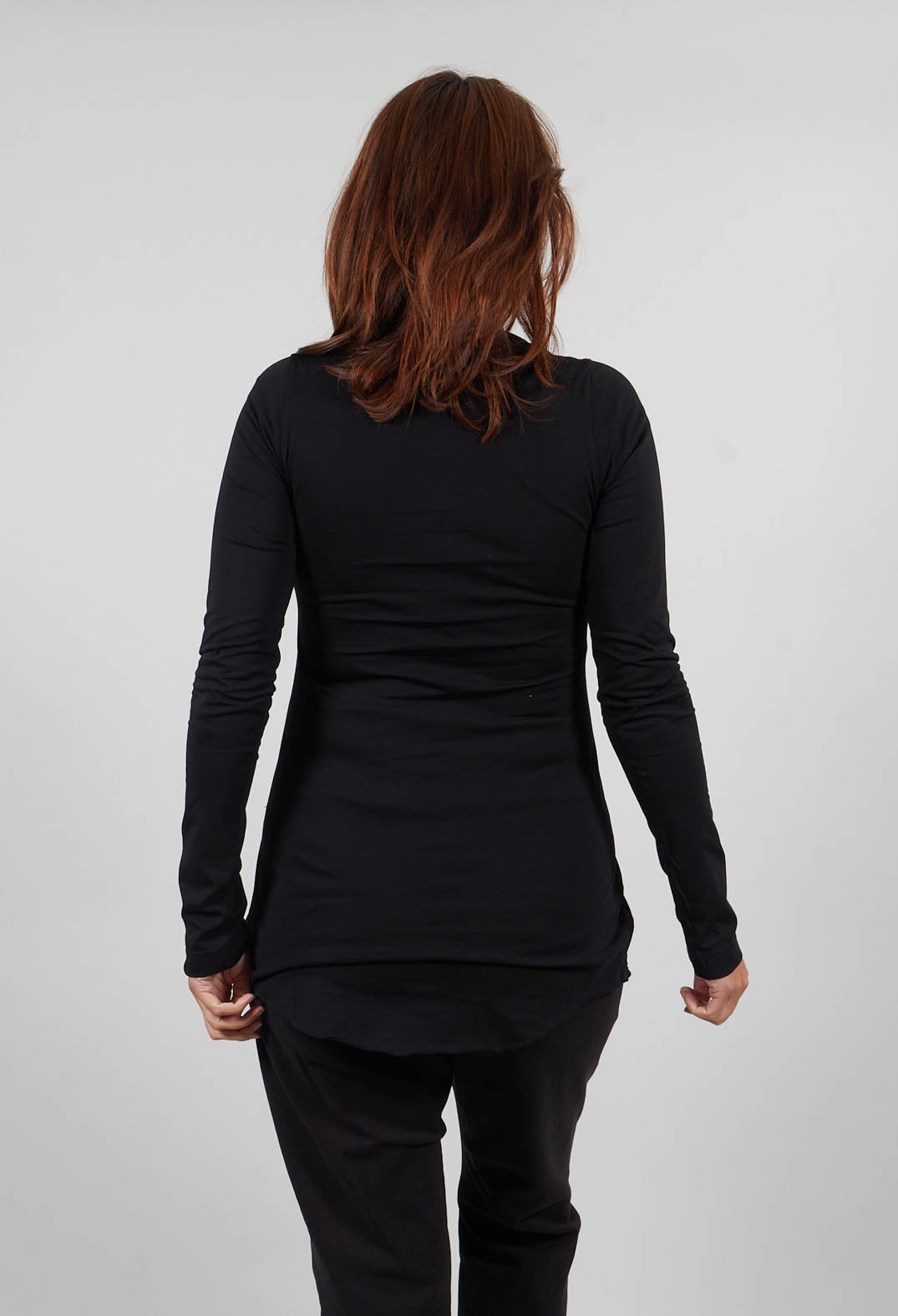 Long Sleeve Top with Motif in Black Print  - 1300501