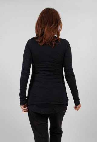 Long Sleeve Top with Motif in Black Print  - 1300501
