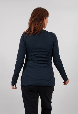 Long Sleeve Top with Motif in Petrol Print  - 1300501
