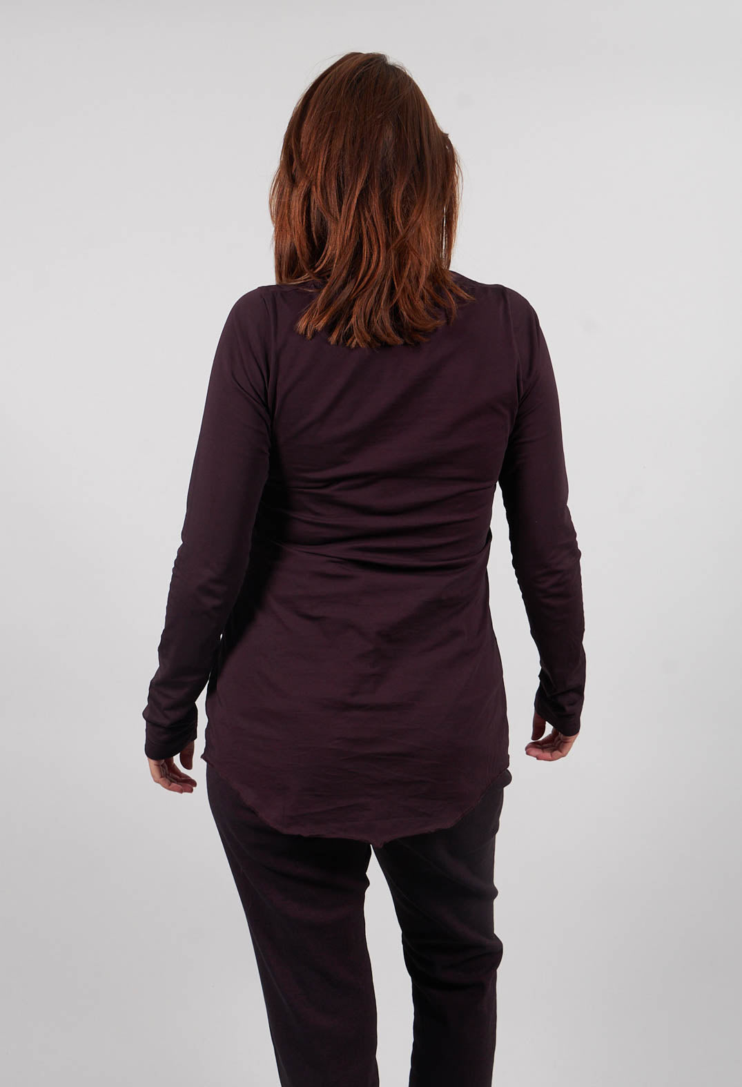 Long Sleeve Top with Motif in Purple Print - 1300501