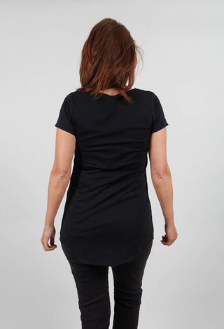 T-Shirt with Motif in Black Print  - 1300503