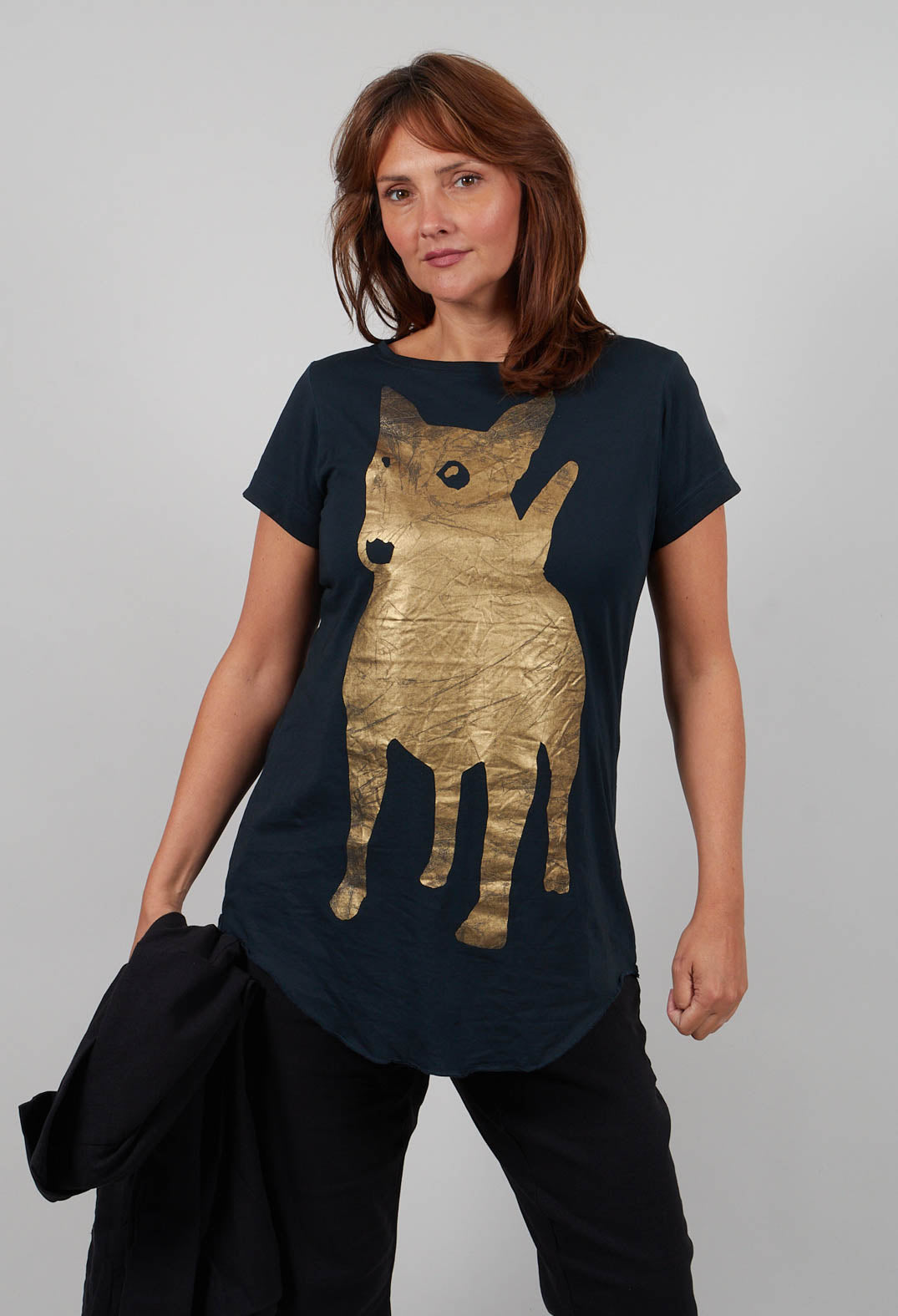 T-Shirt with Motif in Petrol Print - 1300503