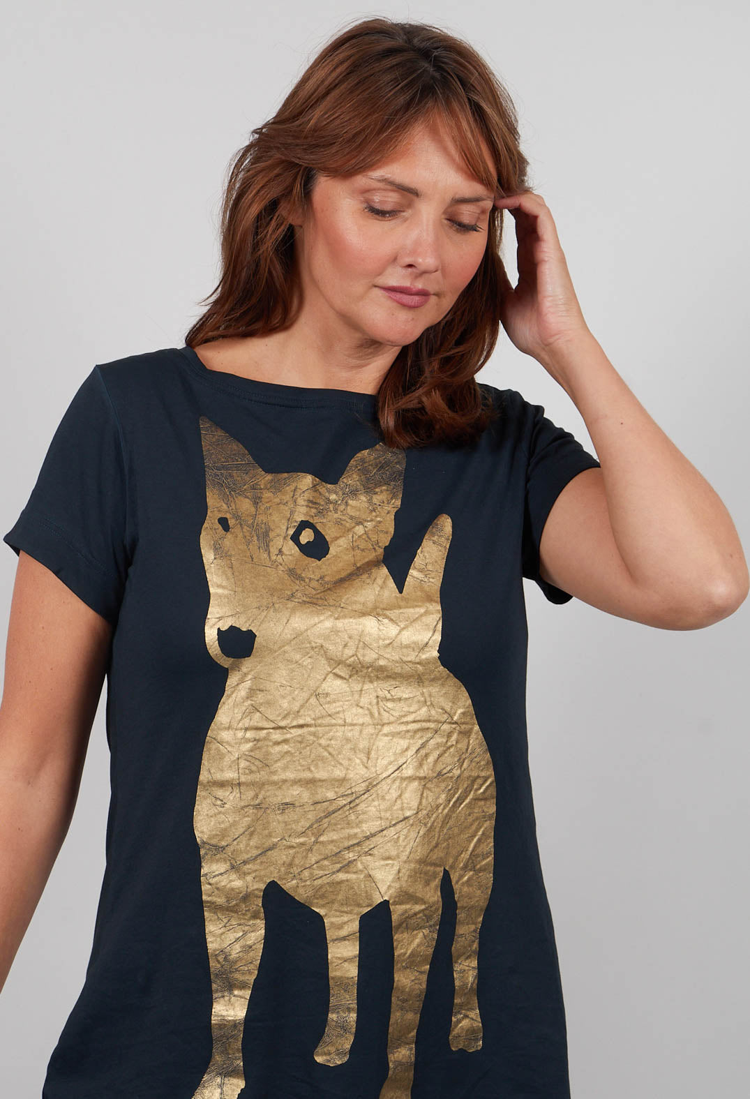 T-Shirt with Motif in Petrol Print - 1300503