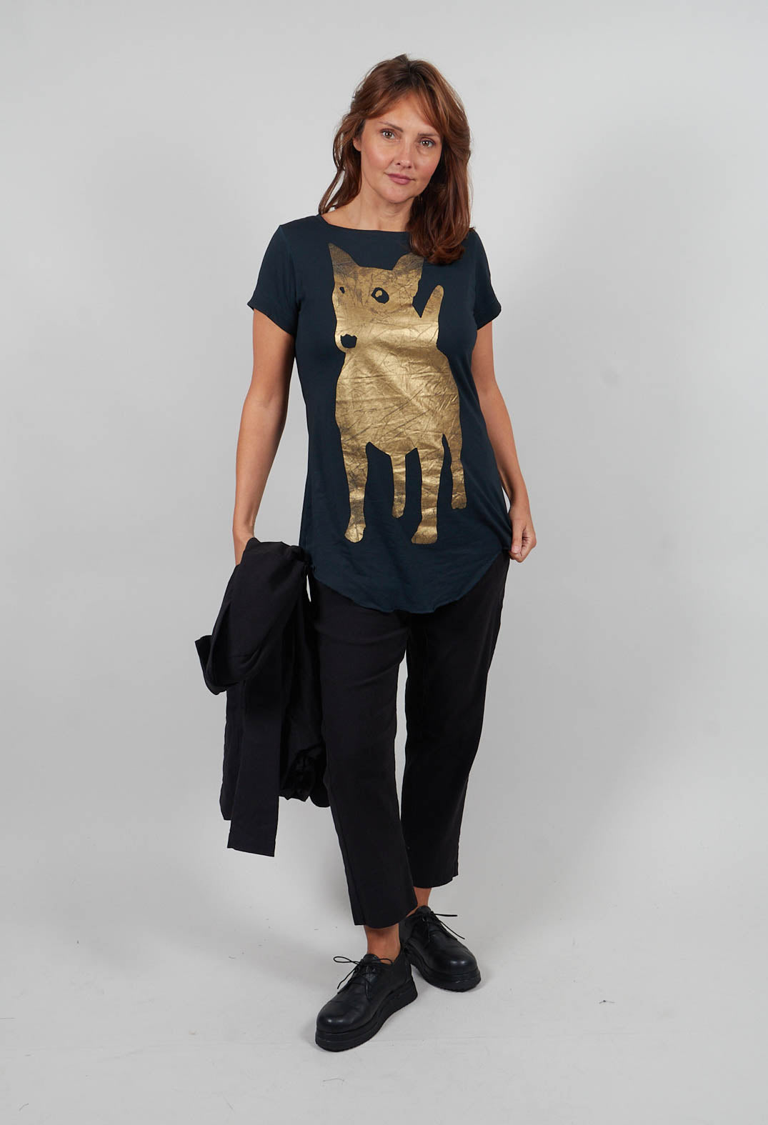 T-Shirt with Motif in Petrol Print - 1300503