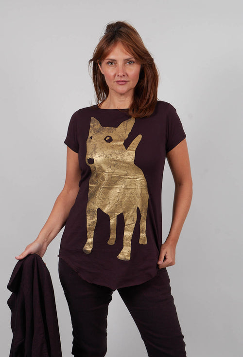 T-Shirt with Motif in Purple Print  - 1300503