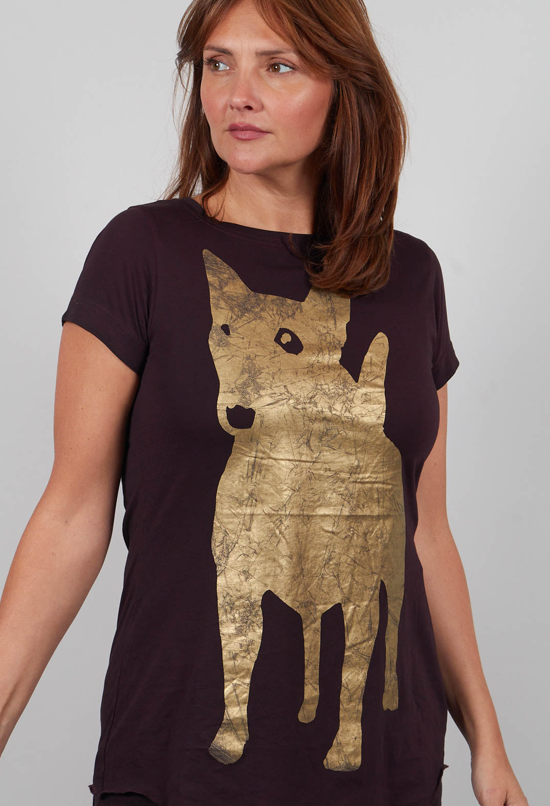 T-Shirt with Motif in Purple Print  - 1300503