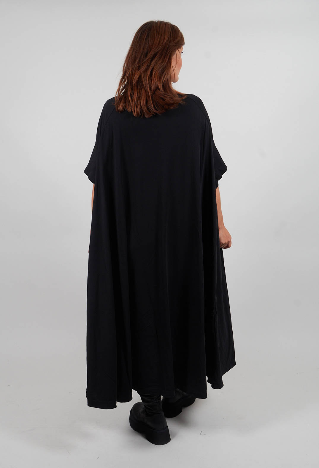 Oversized Jersey Dress with Motif in Black Print - 1300909