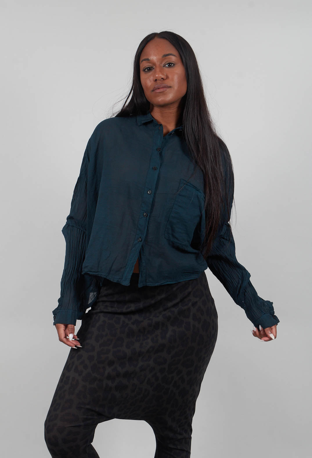 Oversized Lightweight Shirt in Petrol Cloud  - 1350402