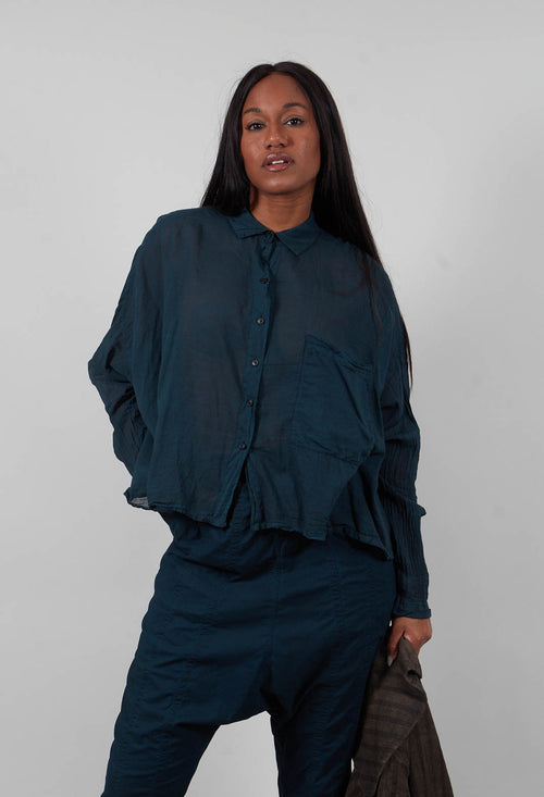 Oversized Lightweight Shirt in Petrol Cloud  - 1350402