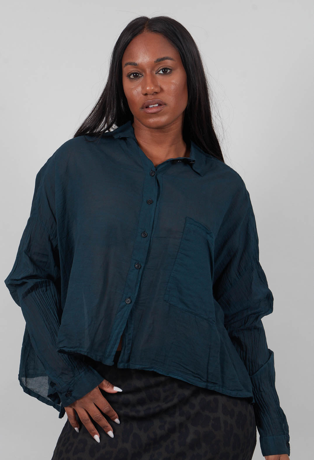 Oversized Lightweight Shirt in Petrol Cloud  - 1350402