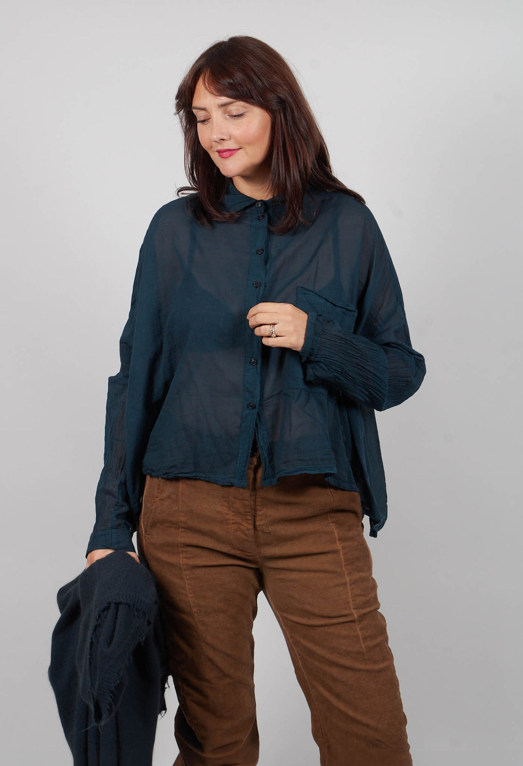 Oversized Lightweight Shirt in Petrol Cloud  - 1350402