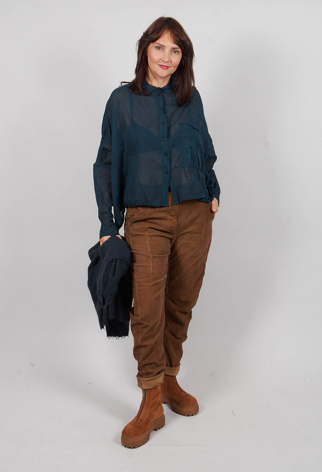 Oversized Lightweight Shirt in Petrol Cloud  - 1350402