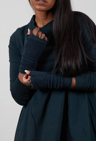 Cashmere Fingerless Gloves in Petrol  - 1363106