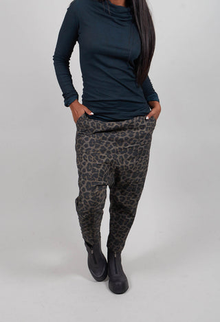 Pull On Drop Crotch Trousers in Leo Black Cloud  - 1390104