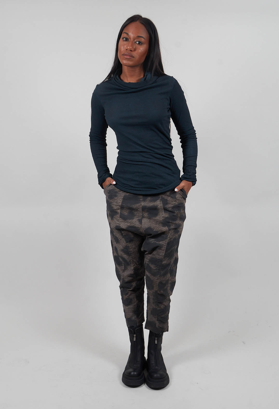 Pull On Drop Crotch Trousers in Leo Big Black Cloud  - 1390104