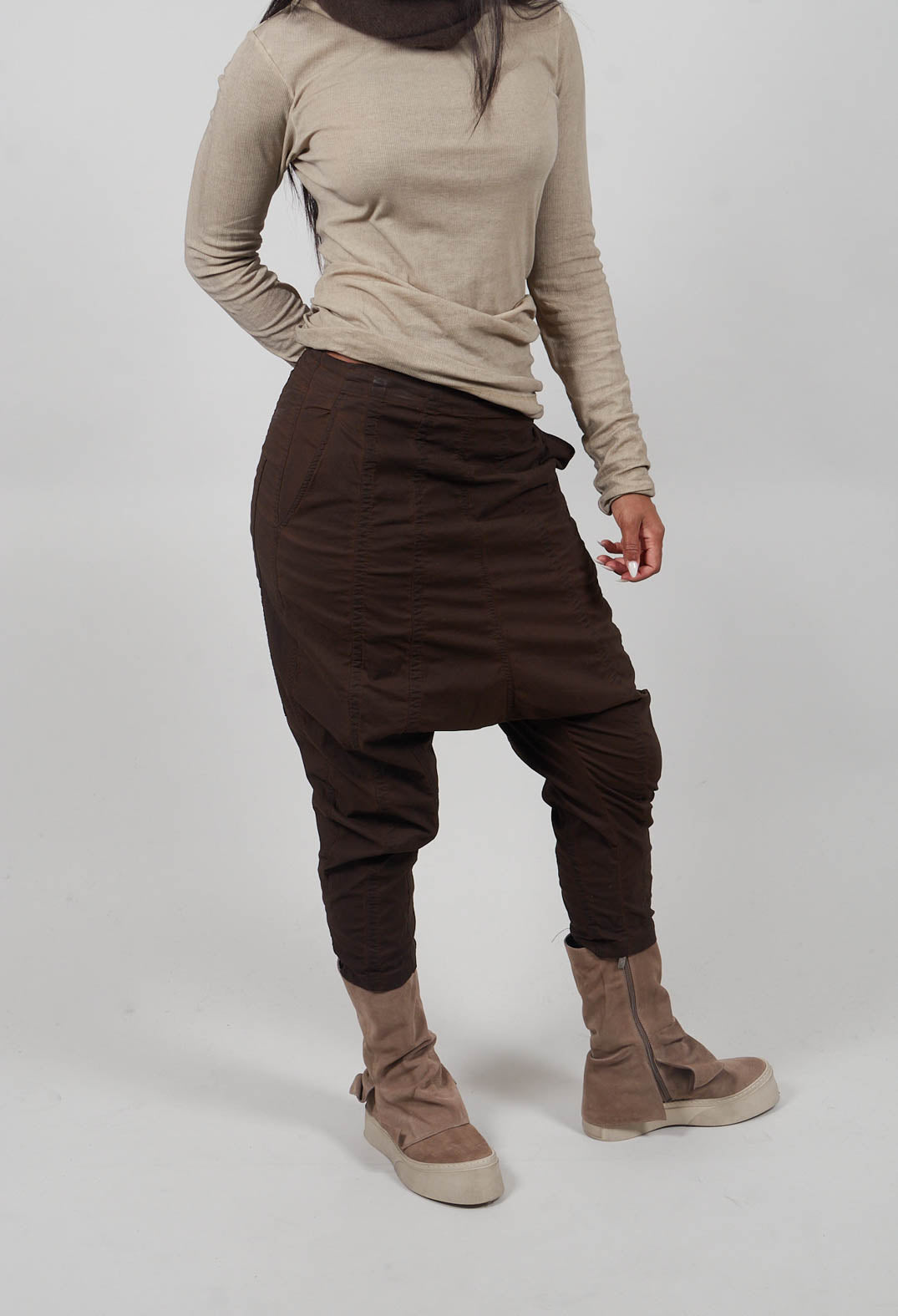 Pull On Drop Crotch Trousers in Umbra Cloud  - 1390124