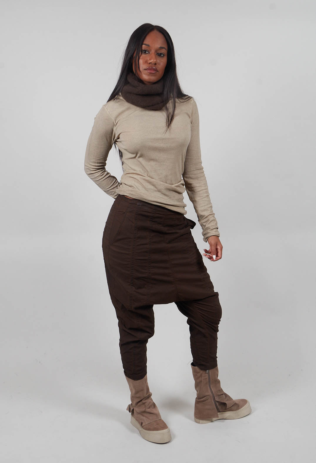 Pull On Drop Crotch Trousers in Umbra Cloud  - 1390124