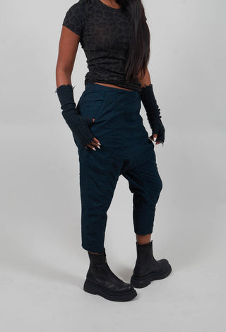 Pull On Drop Crotch Trousers in Petrol Cloud  - 1390124