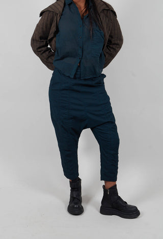 Pull On Drop Crotch Trousers in Petrol Cloud  - 1390124