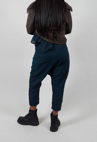 Pull On Drop Crotch Trousers in Petrol Cloud  - 1390124